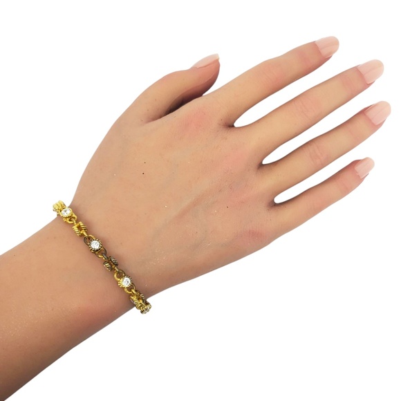 Judith Ripka Sterling Silver Gold-Tone CZ Link Bracelet #21219 - Picture 11 of 12